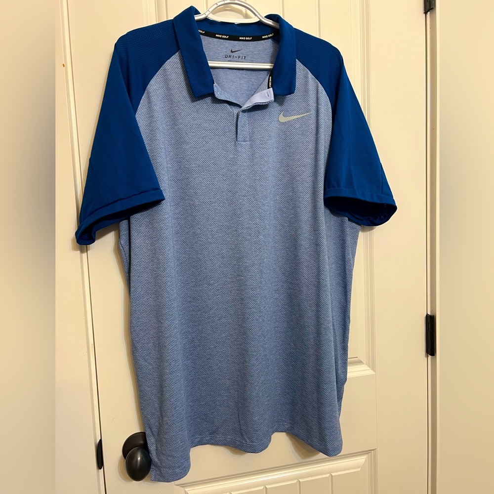 NWOT Men’s Nike Golf Dri-Fit XL blue polo